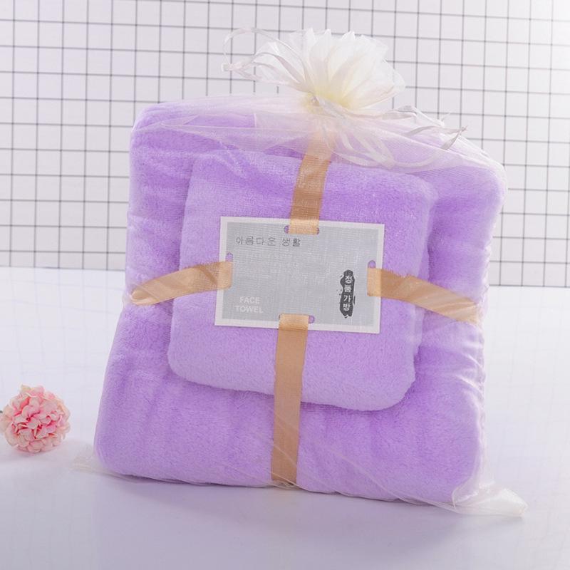 Coral Fleece Mother & Child Towel Set - Absorbent, Thickened, and Soft with Logo Gift Box