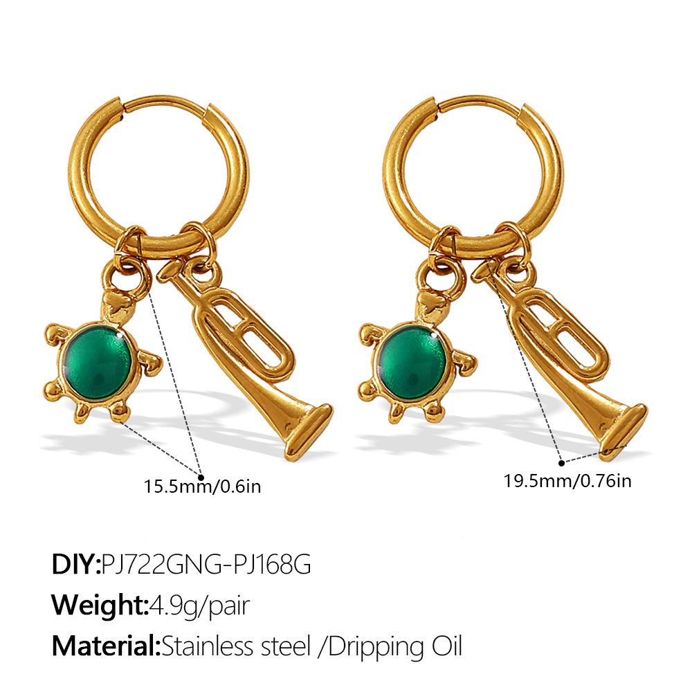 Ocean Wind DIY Dripping Octopus Turtle Pendant Earrings Stainless Steel Gold-plated Cute Earrings
