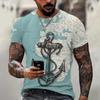 3D tisk Pánské tričko Námořní styl Letní móda Krátký rukáv Hip Hop Harajuku Vintage Oblečení Neformální Volná trička s výstřihem do O