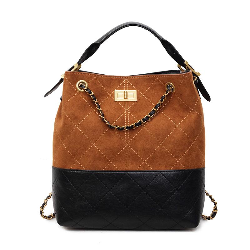 Rhombus Foreign Style Retro Small Bag Women's 2025 Autumn New High-value Shoulder Messenger Bag Portable Bucket Bag