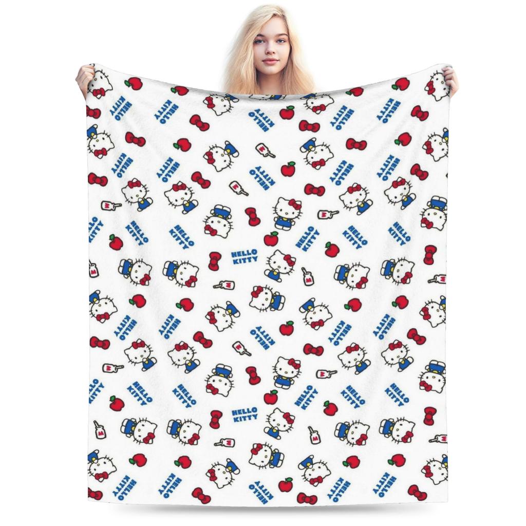 Hello Kitty Blankets Cute Cartoon Wool Funny Warm Throw Blankets for Bedding Lounge Textile Decor