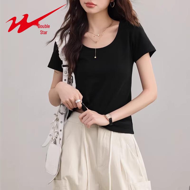 Shuangxing Women's U-Neck Cotton T-Shirt