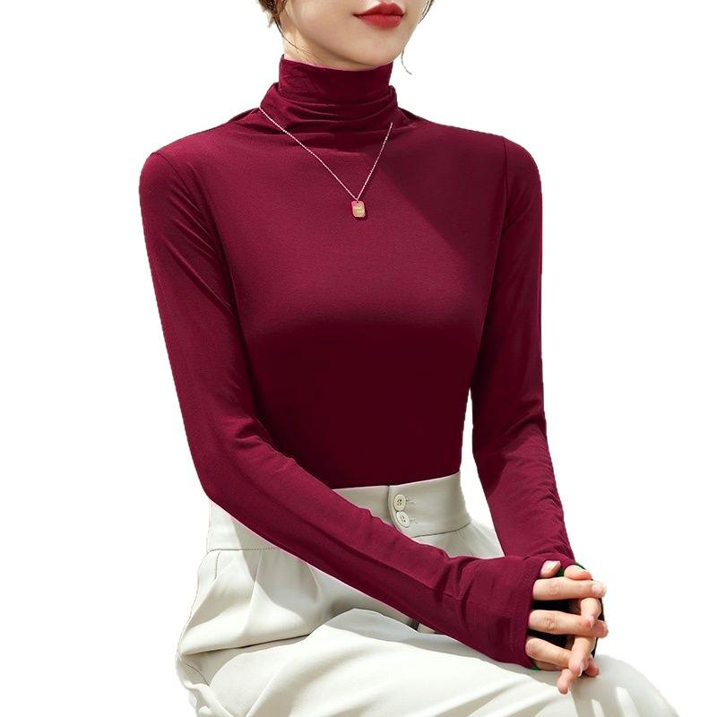 Modal High Neck Turtleneck Base Layer for Women: Elegant Long Sleeve Top for Spring, Autumn, Winter