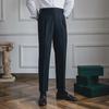 Men's Autumn British Style High-Waist Straight Trousers: Non-Iron, Loose Fit, Business-Casual Suit