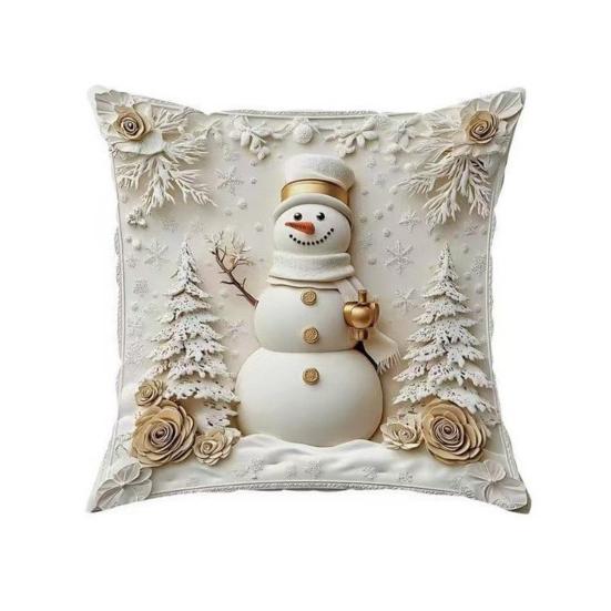 1/4Pcs 45x45CM Christmas Linen Throw Pillow Cover Santa Claus Snowman Reindeer Xmas Tree Pillow Case Living Room Bedroom Sofa Bed Square Cushion Cover