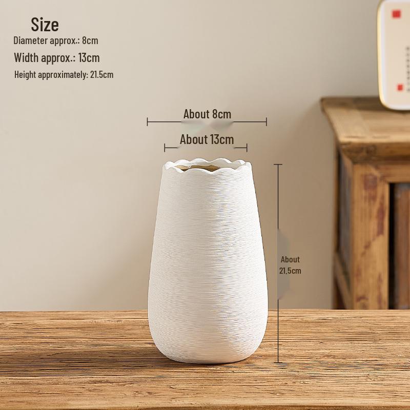 

Modern Minimalist Hand-Painted White Ceramic Vase for Living Room Flower Arrangements and Dried Floral Displays