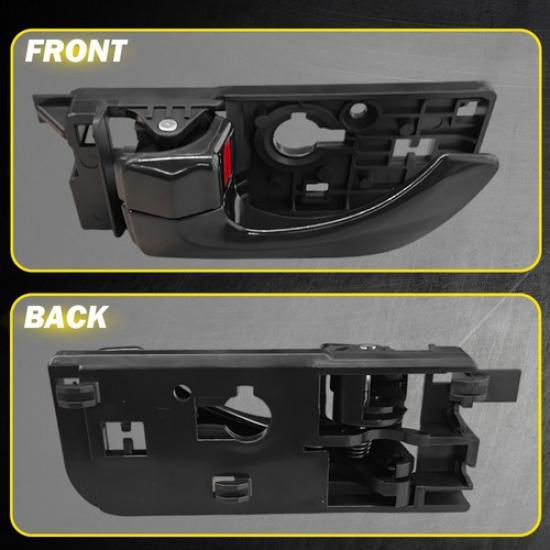 Interior Door Handle For 2008-2010 Hyundai Sonata Set of 2 Rear Black