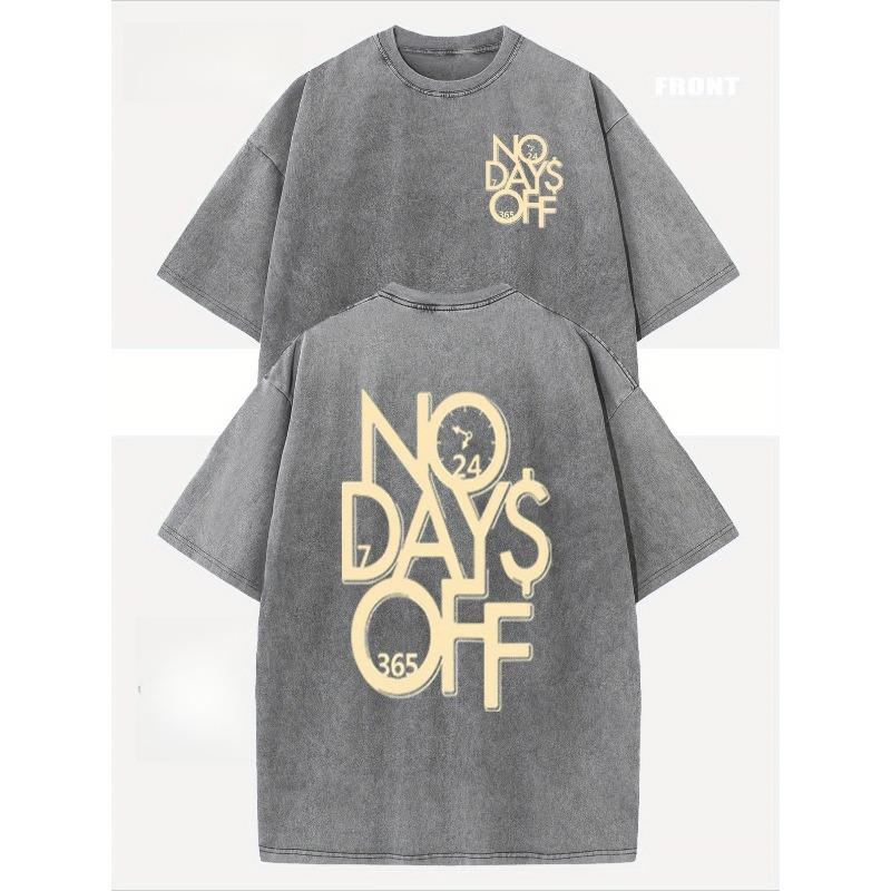 Washed -Letter Printed Pure, Shoulder Retro Street Basic Loose Hip-Hop Top, Distressed Washed T-Shirt, Short-Sleeved Round-Neck T-Shirt