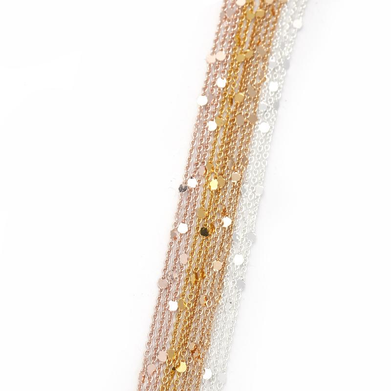 10Yards Sequins Chain Gold Silver Color Metal Copper Cross Chains For DIY Jewelry Making Necklace Bracelet Components Findings