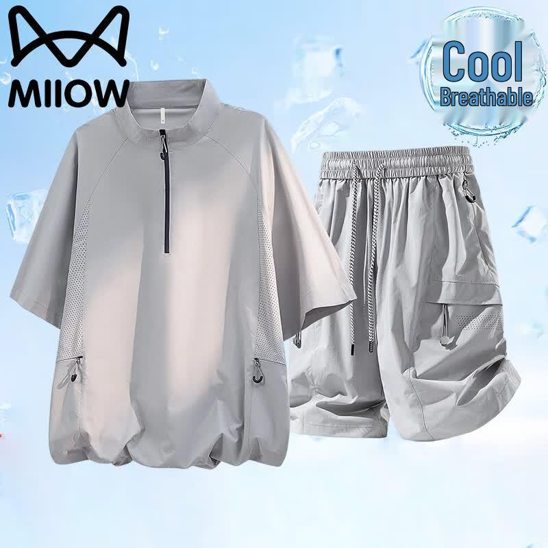 Men s Summer Ice-Feel Breathable Tracksuit 5XL