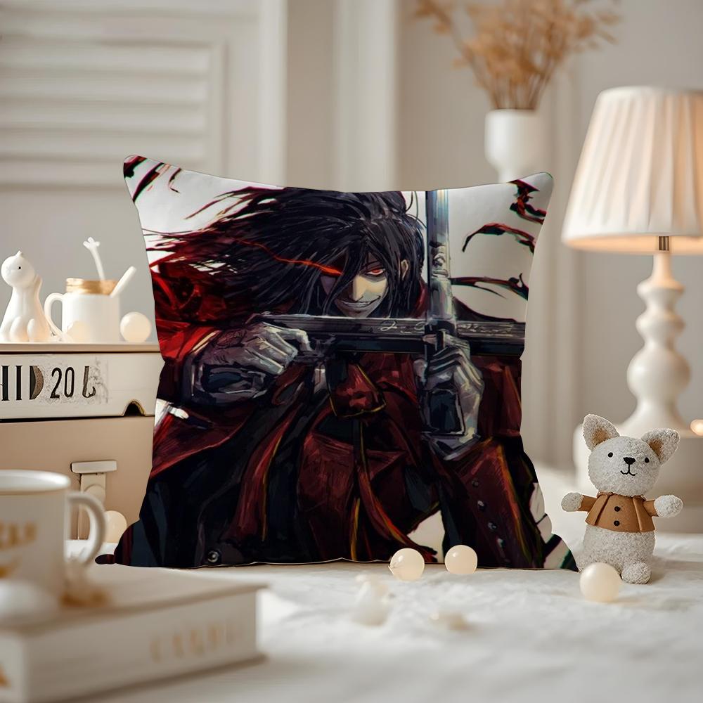 Anime C-Castlevania Cushion Cover Anti-dustmite Pillowcase Invisible Zipper Silky Short Plush Sofa Cushion Cover