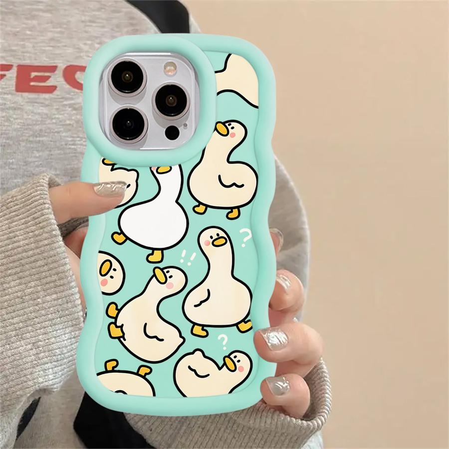 Cartoon Dinosaur Goose Soft Phone Cover Case for iPhone 13 17 Air 14 12 8 XR 15 Plus 11 16 Pro Max