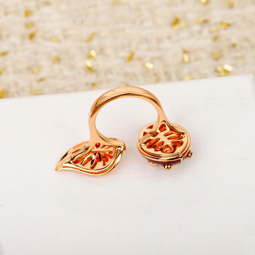 Ladybug Ring Flower Is Made of Rose Gold Carnelian and Onyx Women Jewelry New Daily Outfit The Theme of The Revival of All Things
