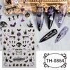 Easy to Apply Nail Decals 6 Sheets Halloween Stickers for Women, Pumpkin Ghost Bat Skull Design Manicure Decoration Decals, Art Accessories Home Salon