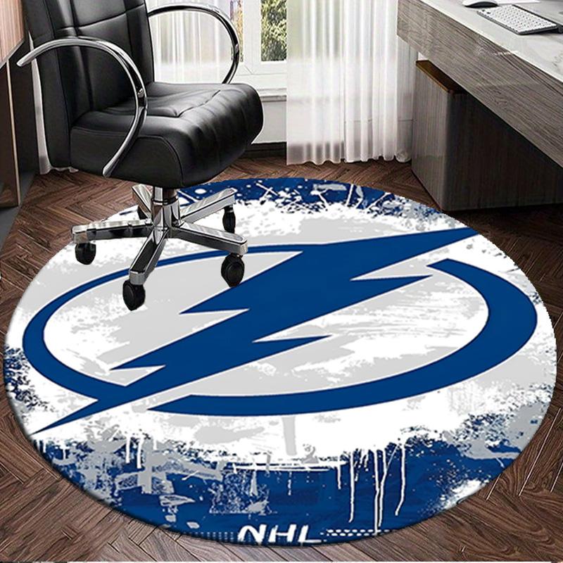 1PC Tampa Bay Hockey Round Rug, Non-slip Chair Mat, Home Decor, Circle Carpet Perfect for Office, Bedroom, Living Room,Christmas gift