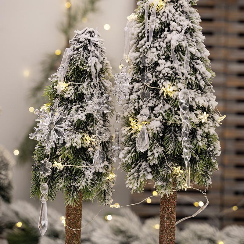 Beautiful Acrylic 5pcs Transparent Christmas Hanging Ornaments With Lifelike Snowflake Icicles For Festive Adornment Tree