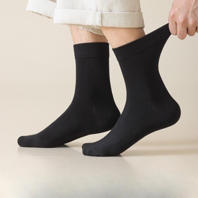 Herren Dicke Baumwolle Herbst und Winter Warme Mittelhohe Socken, Antibakteriell Herbst Reine Baumwolle Anti-Geruch und Schweißabsorbierend Business Herrensocken