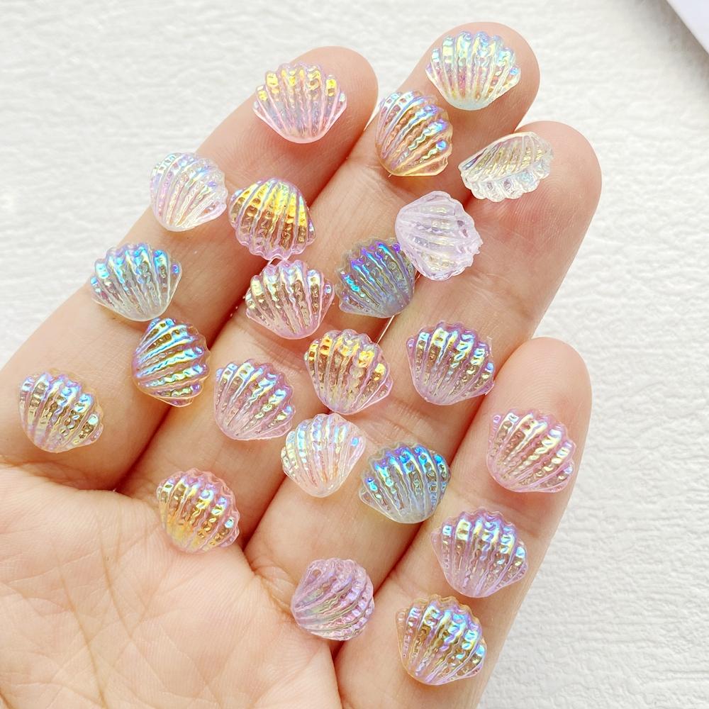 100Pcs Cute Mini Cartoon Brilliant Seashells Nail Art Resin Designer Charms DIY Craft For Nail 3D Decorations Jewelry