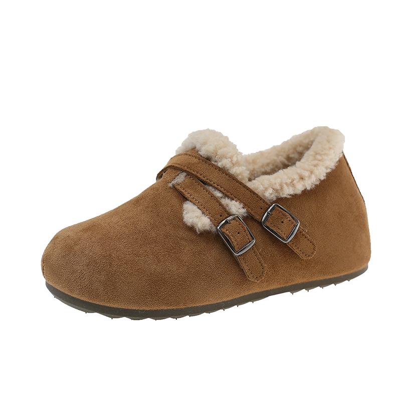 Metal Buckle Snow Boots Winter New Round Toe Deep Mouth Wool Warm Short Cotton Shoes