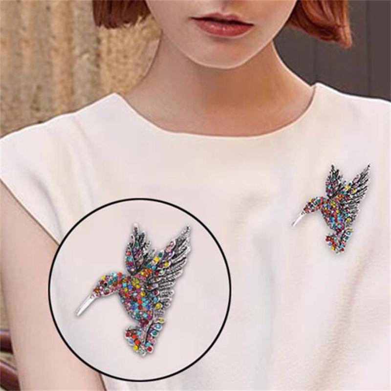 Persönlichkeit Bunte Strass-Kolibri-Broschen für Damen Tier-Anstecknadel Brosche Mode Party Kleidung Schmuck Zubehör