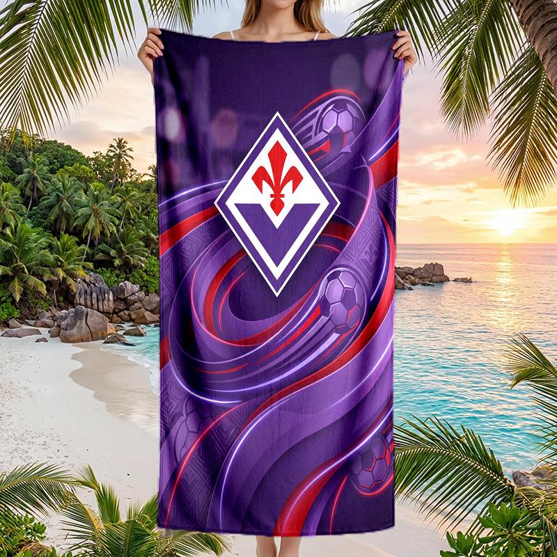 Telo da Spiaggia Asciugatura Rapida Fiorentina FC Stampa Microfibra Assorbente Portatile da Viaggio Asciugamano da Nuoto