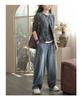 Women's Plus Size Elastic Waist Denim Wide-Leg Harem Pants - Slimming and Casual for Spring and Autumn