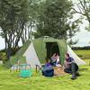 Large Camping Tent Tunnel Tent with 2 Bedroom and Living Area, 2000mm Waterproof, Portable with Bag for 4 Man, Green