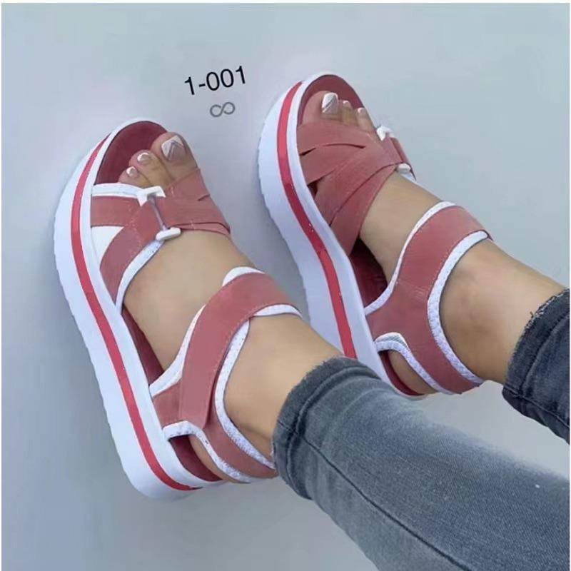 Platform sandals women's new supply Flat-bottomed Velcro women's beach sandals