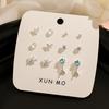 2024 New Blue Tone Silver Stud Earrings for Women