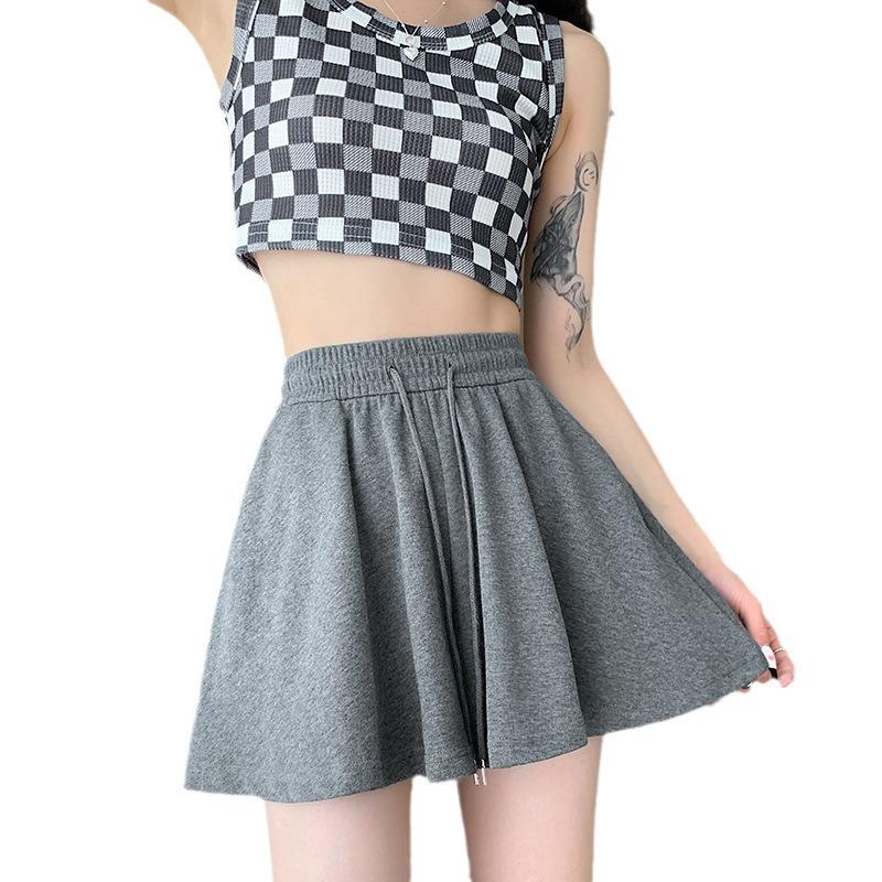 Sports Shorts Women's High Waist A Line Thin Wide Leg Skirt Small Casual Pleated Skirt Pants