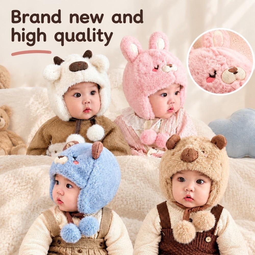 Plush Winter Baby Hat Cartoon Animal Ear Protection Cap Cute Beanie Cap for Children