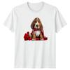 Basset Hound Puppy Roses Valentines Day Unisexs TShirt Unisexs Tee Graphic Top