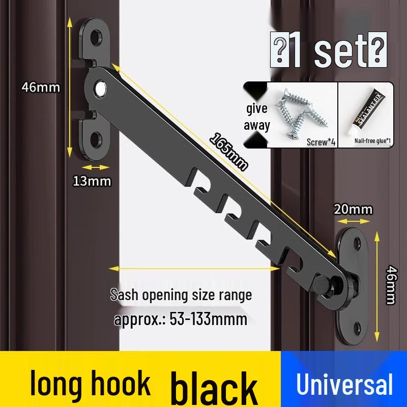 Child Safety Lock for Doors & Windows - Windproof Steel & Aluminum Alloy Support and Latch