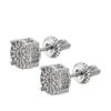 Round Ear Studs Earrings Hip Hop Zircon Real Gold Silver Adornos De Pendientes
