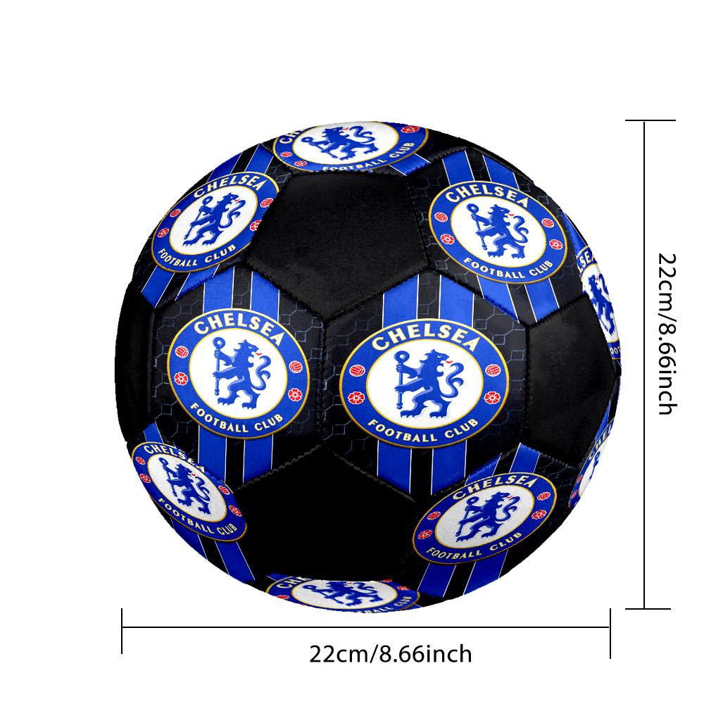 Pallone da Calcio Indoor Chelsea FC Colorato Per Tutte le Età Misura 5 Cucito a Macchina PVC Pronto per la Competizione Resistente Alto Rimbalzo