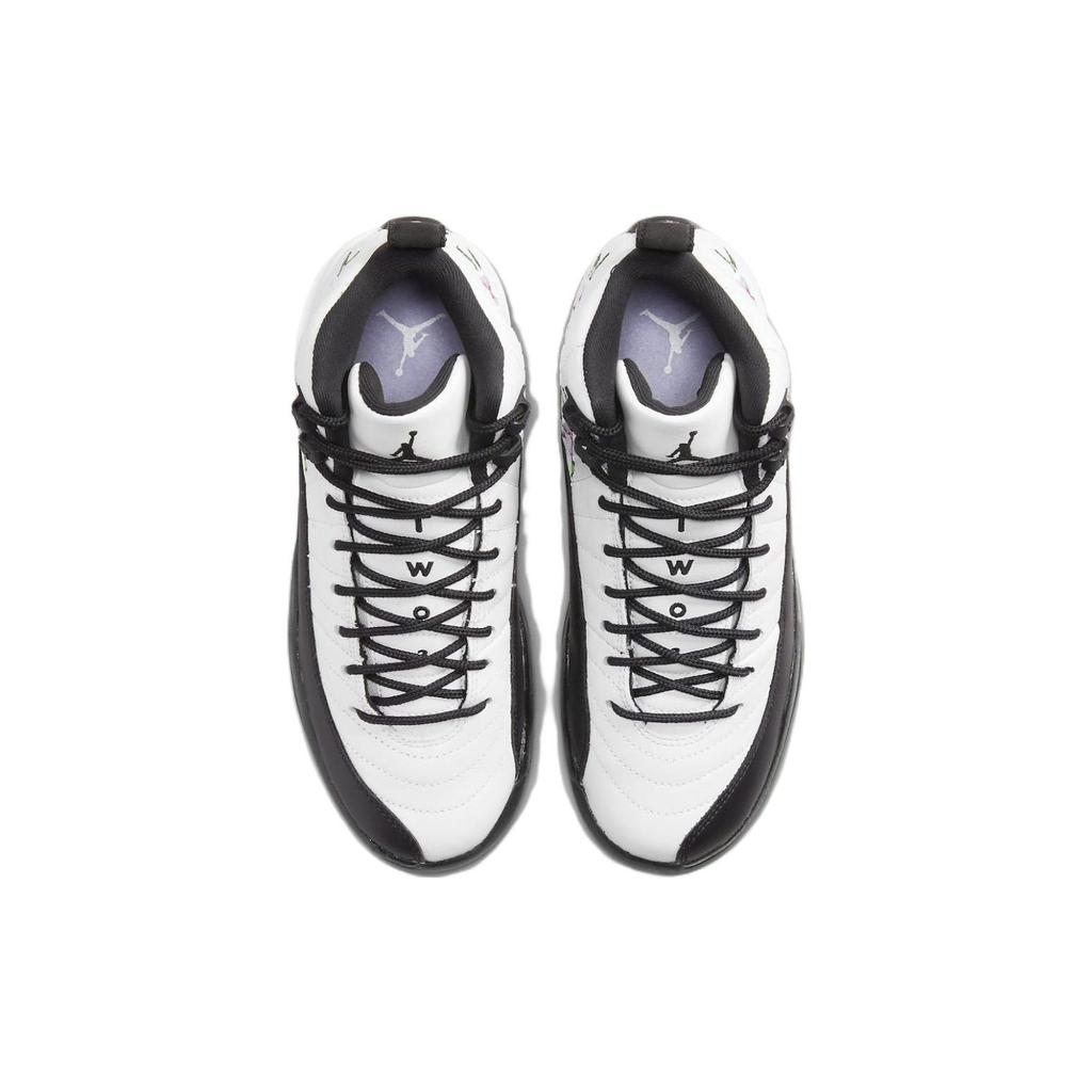 Air Jordan 12 Retro GS Floral Kids Sneakers White Vivid-Green Lavender-Mist DR6956-100
