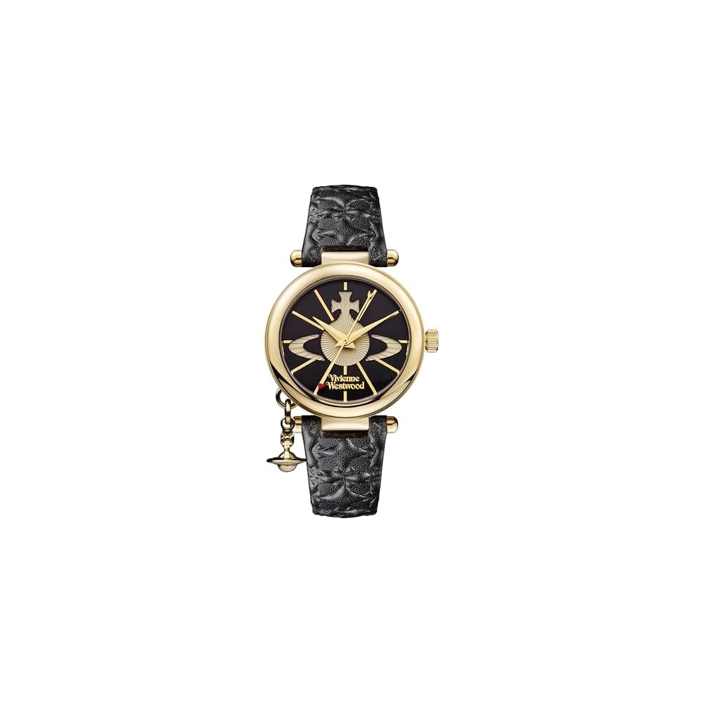 Vivienne Westwood VV006BKGD Gold Orb Quartz Watch Black Leather Women s