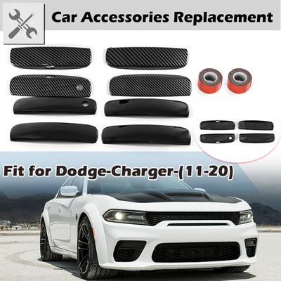 Rhyming 4pcs Car Door Handle Cover Trim Prevent Scratching Black / Carbon Fiber Fit For Dodge Charger Warhorse SRT RT