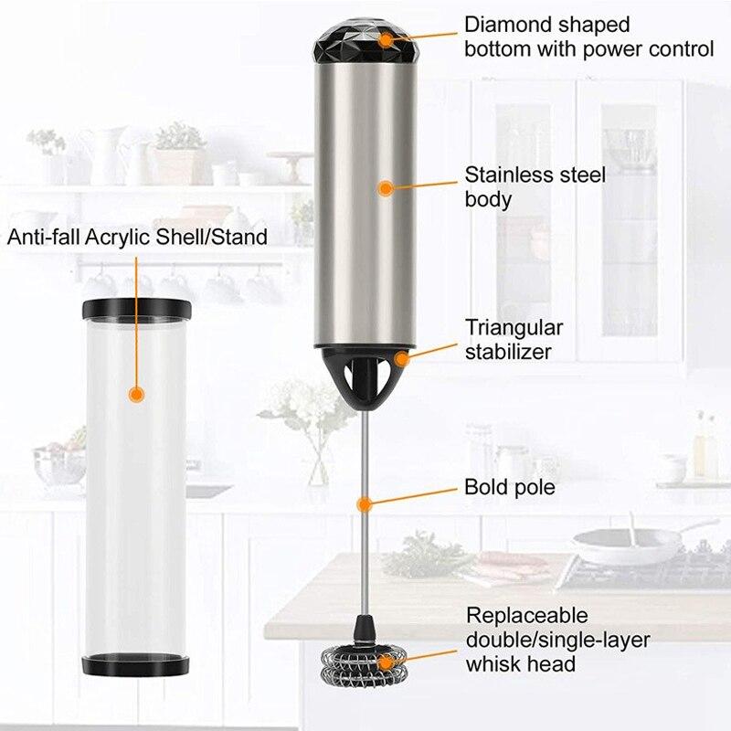 Portable Electric Milk Frother Foam Efficient Handheld Coffee Foamer Mini Egg Beater Mini Stirrer Drink Mixer Kitchen Whisk Tool