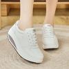 Women Platform Casual White Leather Elevator Shoes Thick Sole Height Increase Sneakers