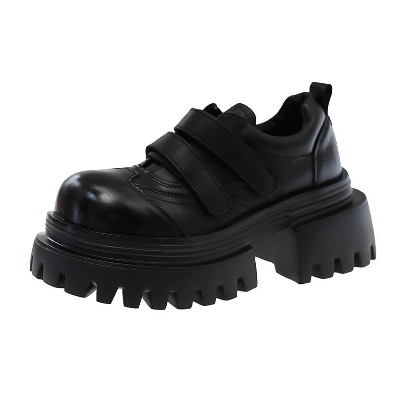 Japanese version 2025 autumn new retro style round head platform Velcro small leather shoes British style JK single shoes loafers