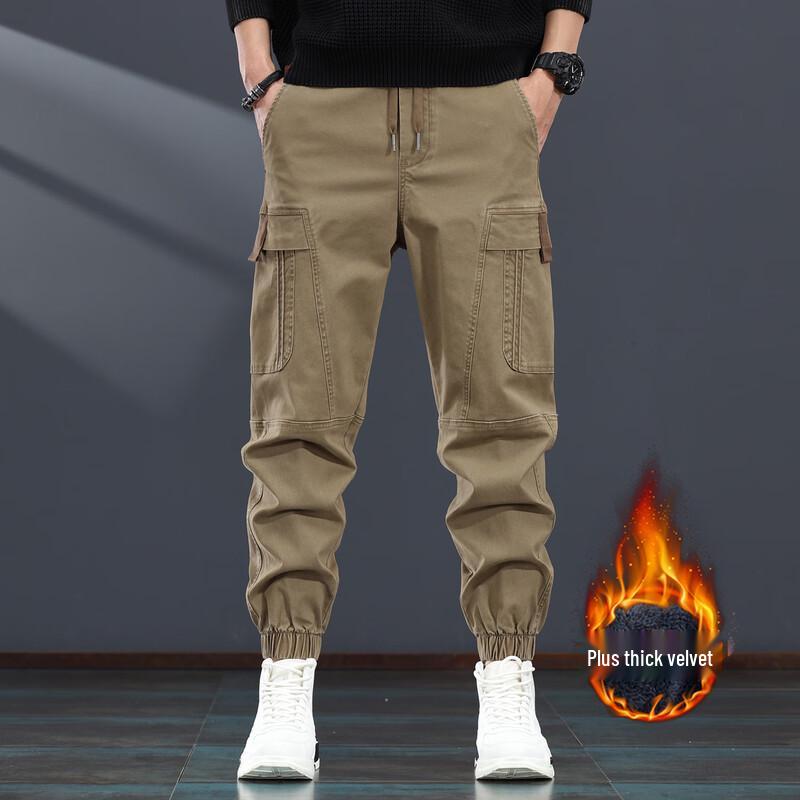 Men's American Retro Fleece-Lined Tapered Cargo Pants