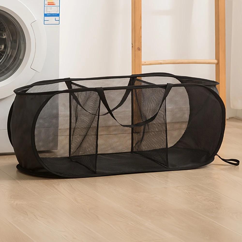 1pc Home Bathroom Mesh Storage Basket Shower Laundry Clothing Dirty Clothes Bag Foldable Portable Business Travel