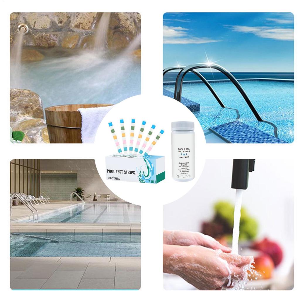 Pool Testing Strips 100-Piece Pool Tester Strips For Water Multifunctional Hot Tub Quick Tester Monitoring Tools For Backyard