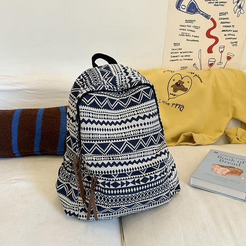 Ethnic style schoolbag female college student fashion cross-border large-capacity computer backpack lightweight retro high school backpack