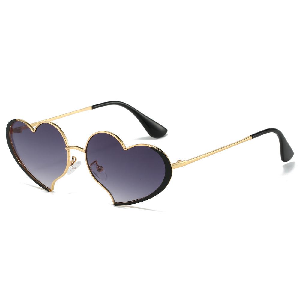 European and American Personalized Metal Fashion Heart-Shaped Glasses Sweet and Cute Women's Love Sunglasses