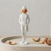 Horror Retro Desktop Decor Pumpkin Gentleman Figurine, Halloween Head Man Statue, Spooky Figurine 3D Printed Ornament for Shelf Mantel Tabletop Statue