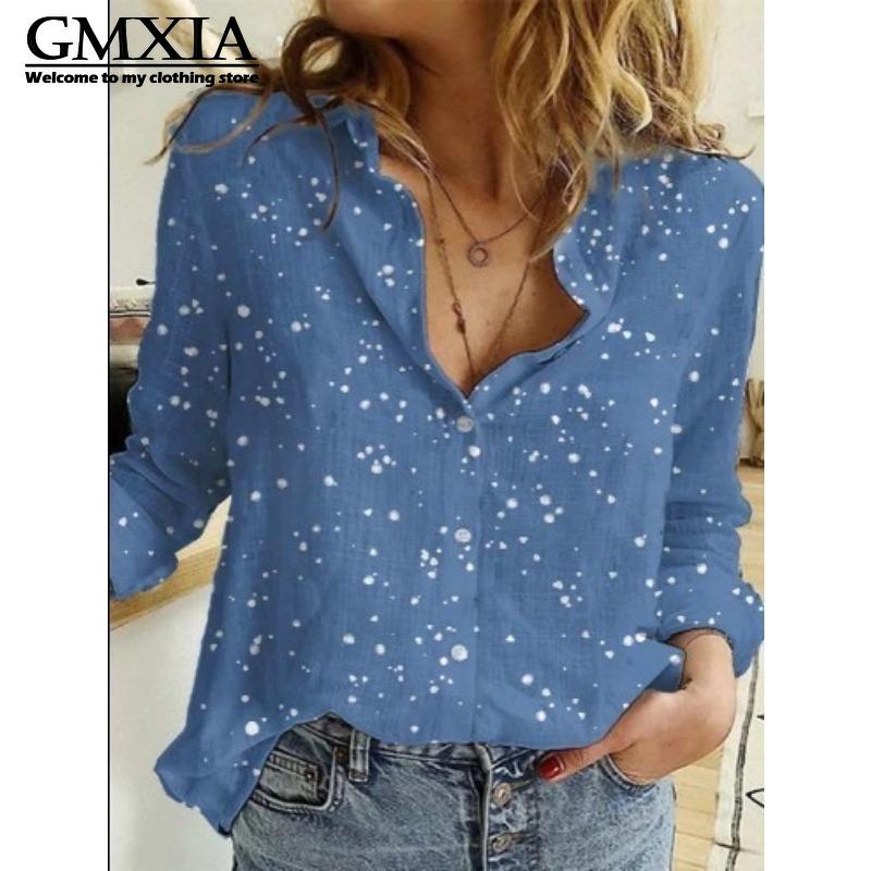 GMXIA Damska Moda Casual Rekreacyjna Bluzki i Koszule z Długim Rękawem z Kołnierzykiem POLO