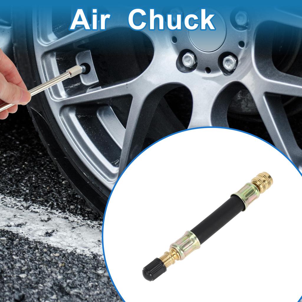 A ABSOPRO Tire Valve Stem Air Inflation Adapter Durable 100mm Long Tire Valve Extension Rubber Black