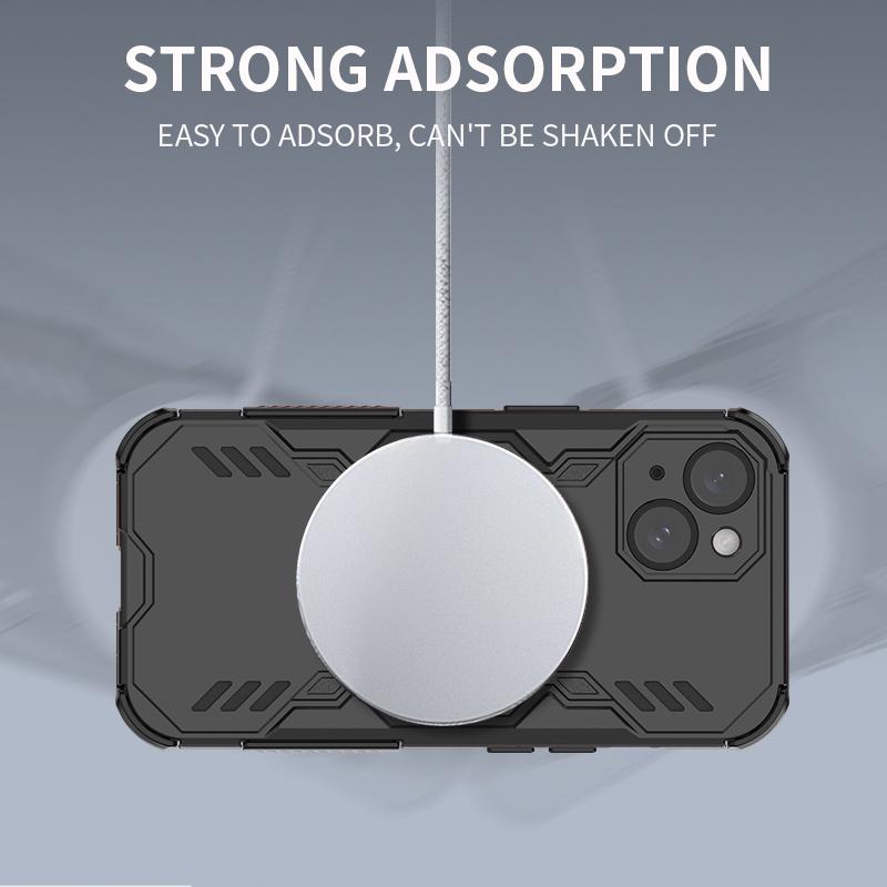 Hard Magnetic Phone Case For iPhone 15 16 Pro Max 16E Samsung Galaxy S25 Ultra A06 A16 A26 Dual-Layer Heavy Duty TPU+PC Shockproof Cover For Redmi